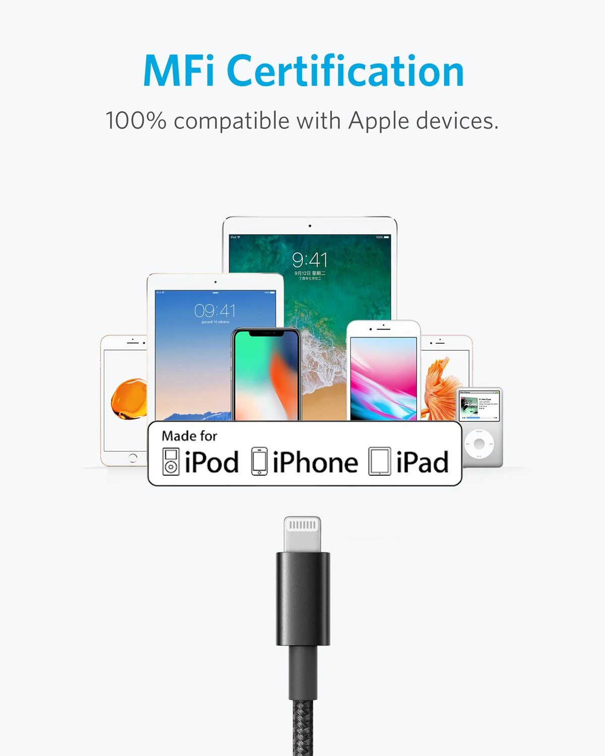 anker 6ft premium double braided nylon lightning cable apple mfi certified for iphone chargers iphone x88 plus77 plus66 free global shipping