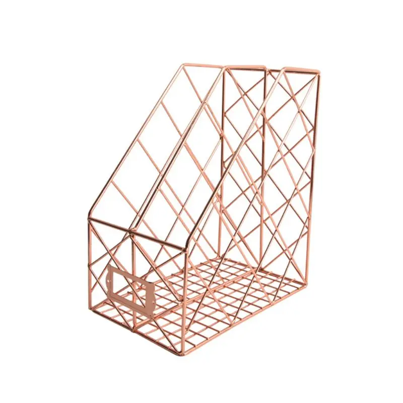 

Nordic Wrought Iron Grid File Holder Simple Double Layer Desk Shelf Book Storage G99B