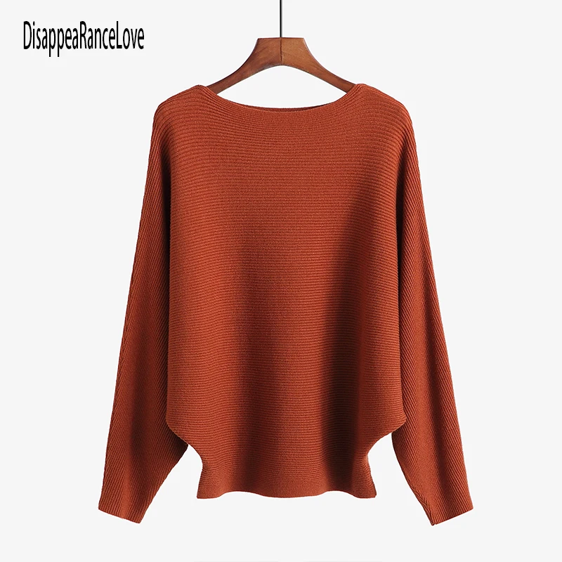 

Winter Batwing Sweater Female Bat Jersey Oversized Sweater Women Oversize Slash Neck Autumn Women Knitted Sweaters Ladies