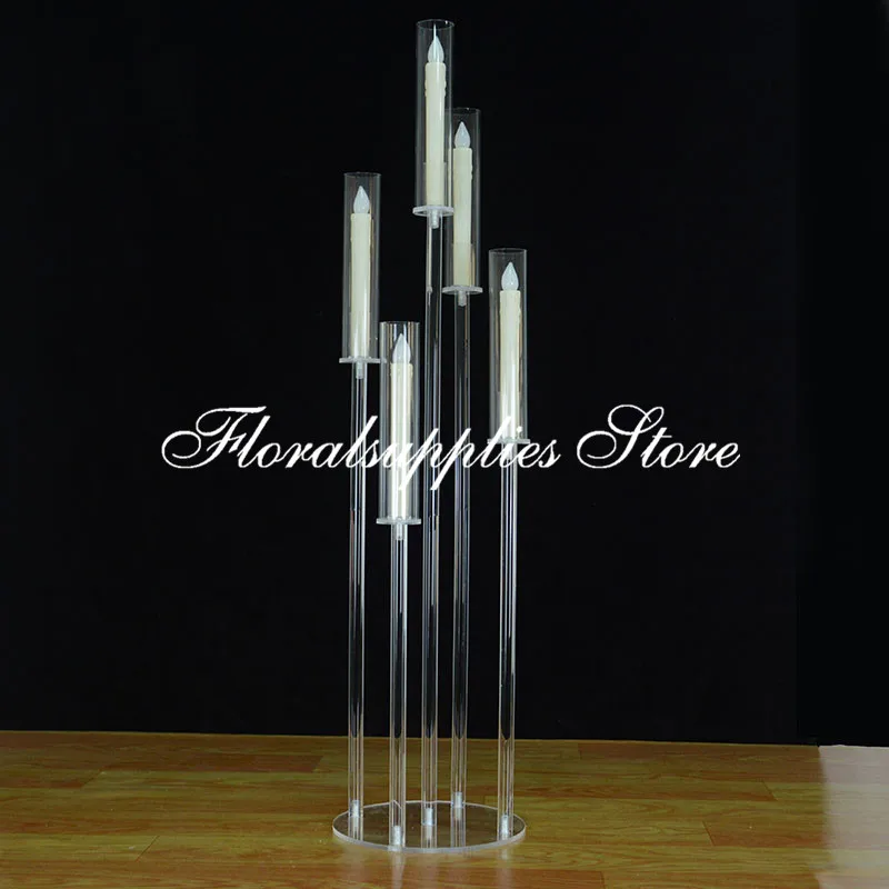 10 шт. 105 см высокие 5 рук канделябр свадебное украшение Настольный прозрачный