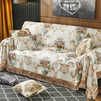 european luxury sofa couch cover 1234 seater tassels chenille sectional sofa towel throw jacquard floral recliner slip covers