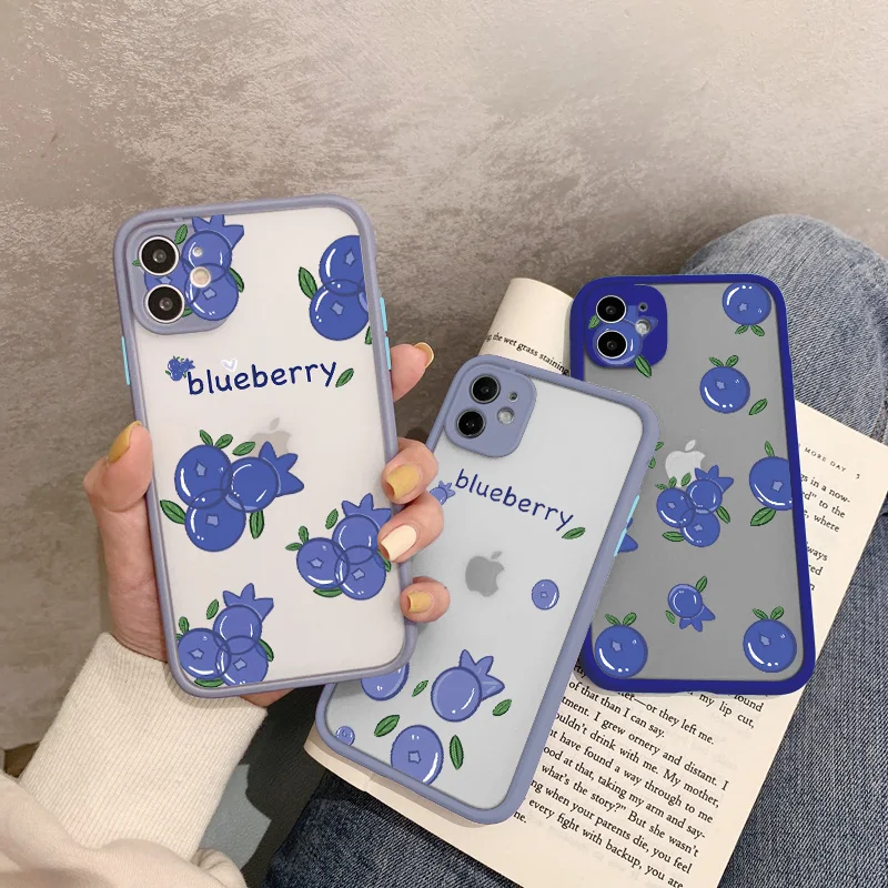 

Small Berry Blueberry Fruit Phone Case For iPhone 6s 7 8 SE Plus SE 2020 12 11 13 Pro Max X XR XS MAX Matte Shockproof Covers