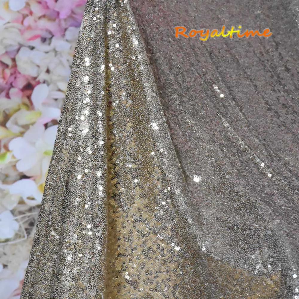 Light Gold Royaltime Мерцающая неоновая зеленая блестящая ткань по двору двухсторонняя эластичная вышитая сетка африканская кружевная ткань для шитья платья - Цвет: Light Gold