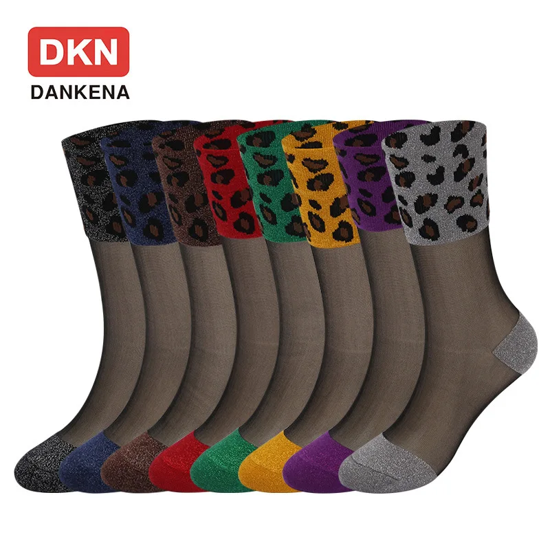 DKN носки с леопардовым принтом средней длины износостойкие Нескользящие