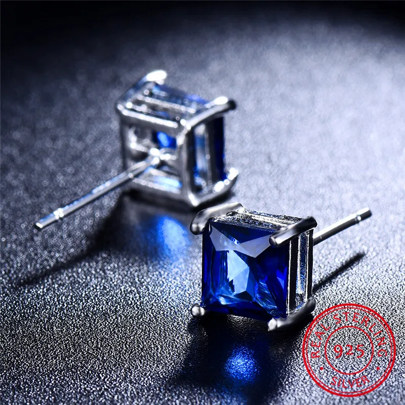 Роскошные женские свадебные серьги из натурального с голубым сапфиром в