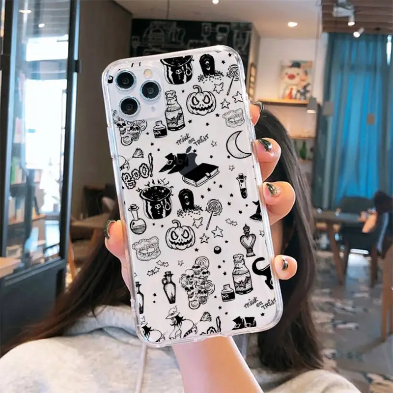 

Mysterious witch Pharmacy supplies Phone Case Transparent for iPhone 6 7 8 11 12 s mini pro X XS XR MAX Plus se cover funda