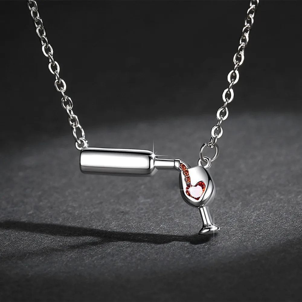 Ожерелье с подвеской из бокала для вина серебряное розовое золото ожерелья