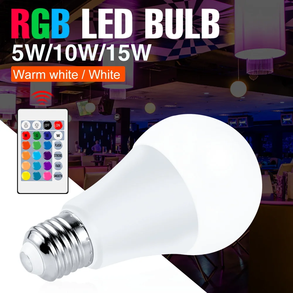 

RGBW Colorful Spot Light LED RGBWW Lampada Led Bulb E27 220V Decor Home Party Dimmable with Remote Control RGB Smart Lamp