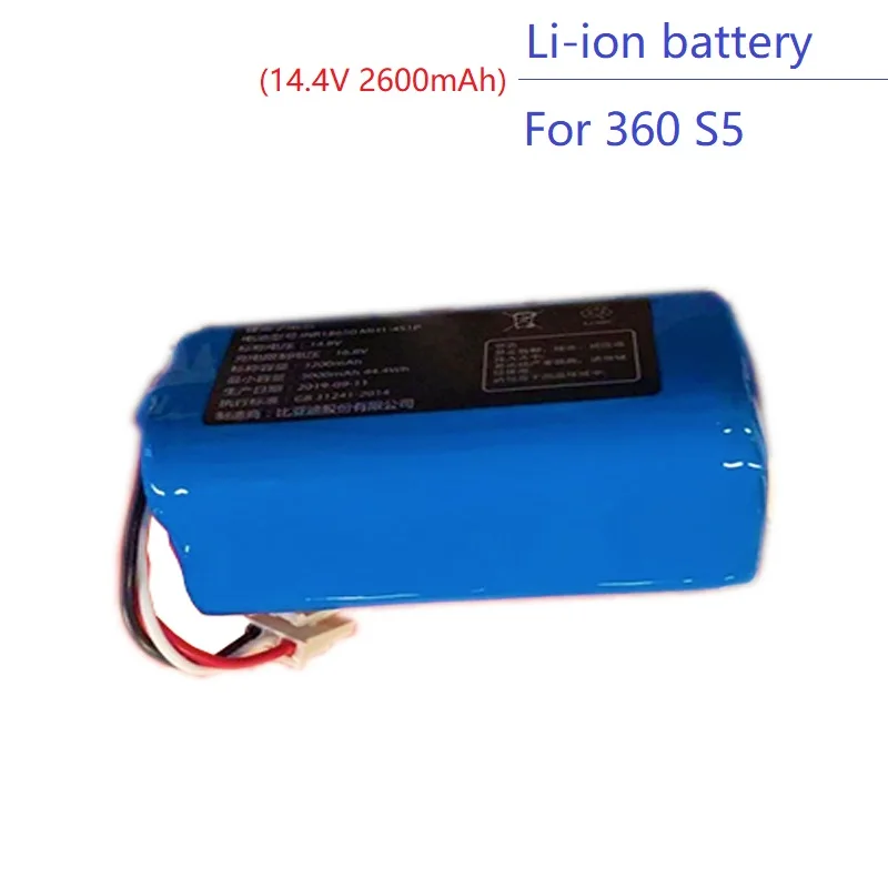 Aspirador de pó Peças de Reposição Mah para 360 Substituição Li-ion Bateria 2600 s5 Robô Acessórios 14.4 v