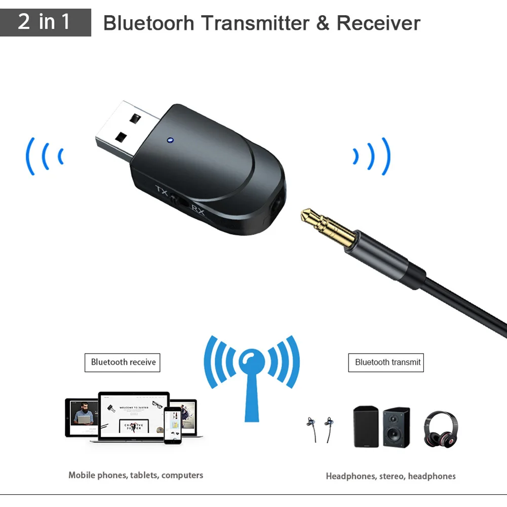 Беспроводной Bluetooth 5 0 аудио передатчик приемник 2 в 1 USB адаптер с кабелем 3 мм для