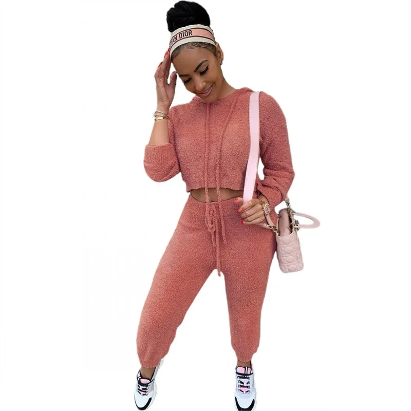 

Tracksuit 2 Piece Set Women Pullover Hoodies Crop Tops Outfits 2022 New Solid Street Style Casual Pencil Pant Suits Sets Spring