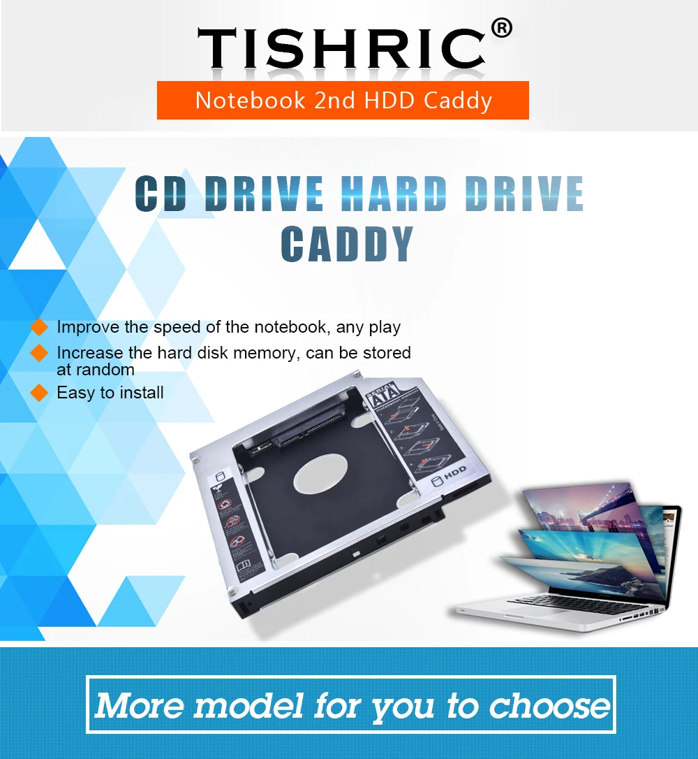Tishric алюминиевый Универсальный 2-й Hdd Caddy 12,7 мм SATA 3,0 адаптер отсек жесткий диск Корпус для ноутбука DVD-ROM cd-rom Optibay