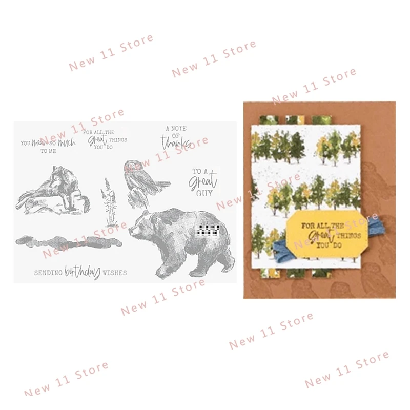 

New 2021-2022 Wild Animals Cutting Dies and Clear Stamps Scrapbooking For Paper Making Great Embossing Frame Card Craft