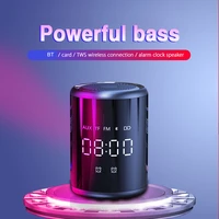 wireless portable speaker stereo sound bass aux alarm clock radio boombox mini smart column phone loudspeaker black speakers