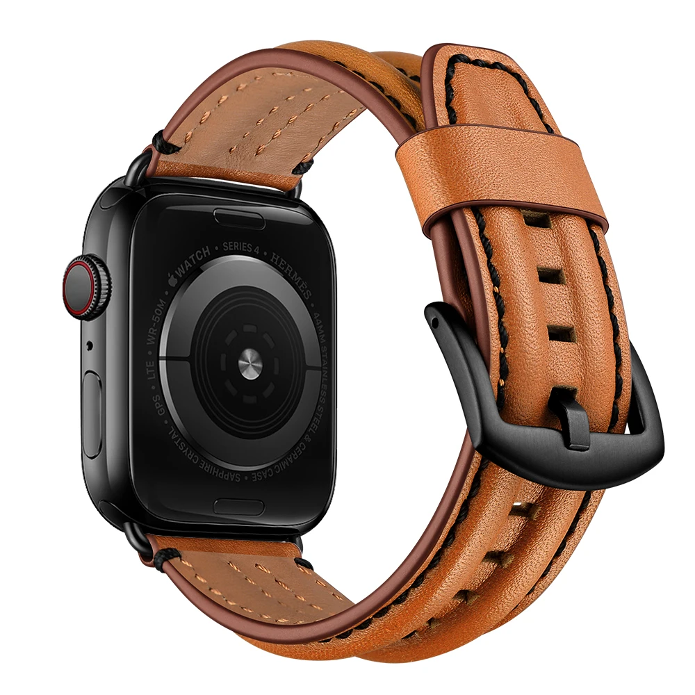 Роскошный ремешок для часов Apple Watch 38 мм 40 42 44 браслет из натуральной кожи iWatch Series 2
