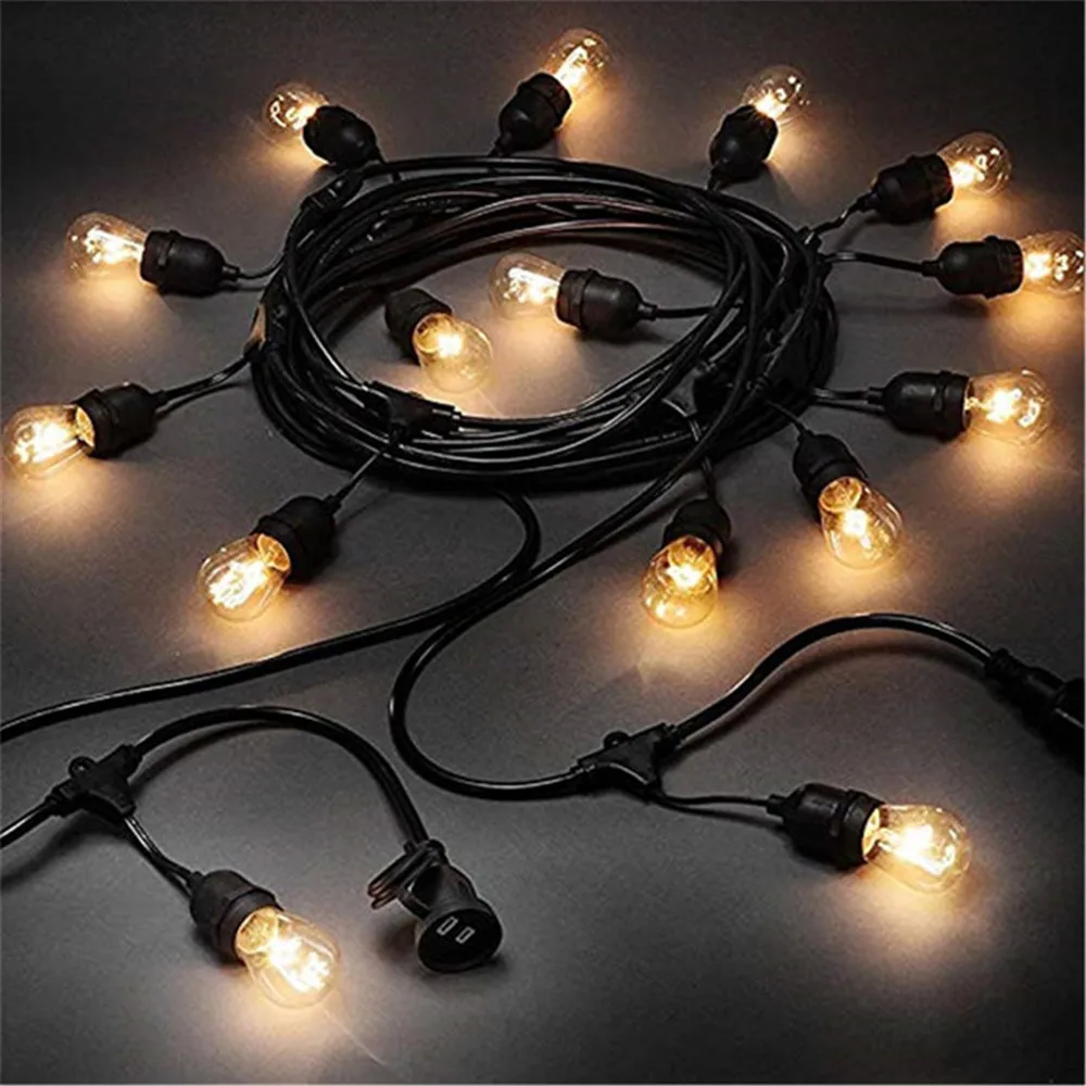 

Waterproof 15M 15LED String Lights Indoor Outdoor Commercial Grade E26 E27 Street Garden Patio Backyard Holiday String Lighting