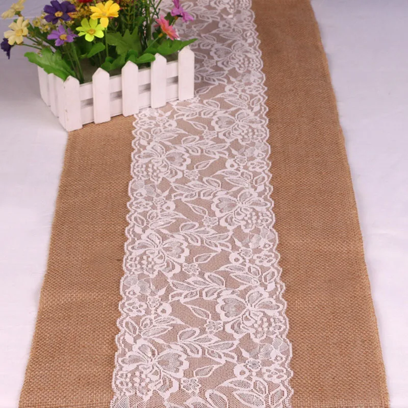 

30 x 275cm Table Runner, Vintage Natural Burlap Jute Linen Christmas Wedding Party Chemin Table Runner