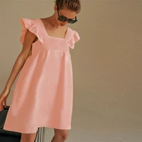 women summer sexy dress square neck solid color sexy women cute dress elegant women clothes casual dress 2021