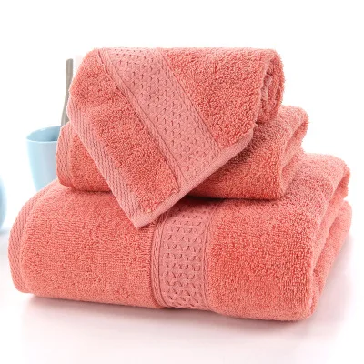 guava red Набор из 3 однотонных хлопковых банных полотенец для домашнего использования в американском стиле, Мягкое хлопковое абсорбирующее быстросохнущее полотенце для ванной комнаты - Цвет: guava red
