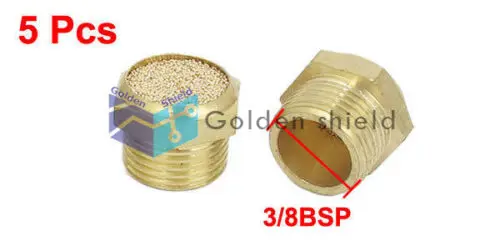 

3/8 BSP Thread Brass Pneumatic Air Exhaust Noise Reducing Silencer Muffler 5pcs