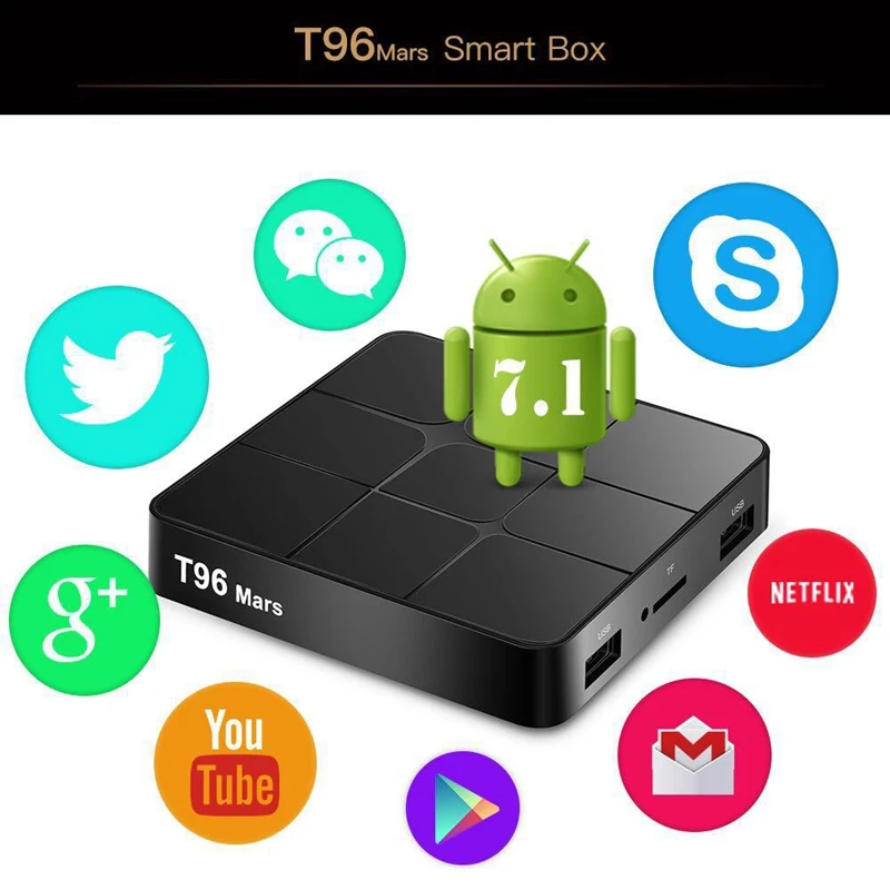 HFES T96 Mars Android 7.1.2 ТВ приставка Amlogic S905W 2G + 16G 2 4 GHz 4K HD H265 Bluetooth 1 WiFi медиаплеер