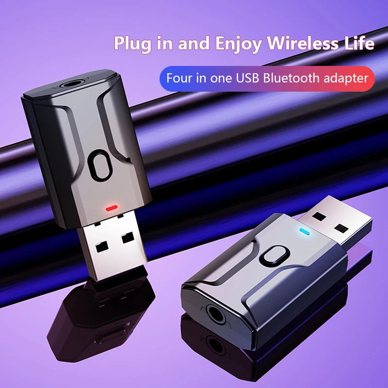 

Bluetooth совместимый адаптер 5,0 беспроводной USB передатчик приемник Музыка Аудио для ПК ТВ автомобиля Hands-free 3,5 мм AUX адаптер