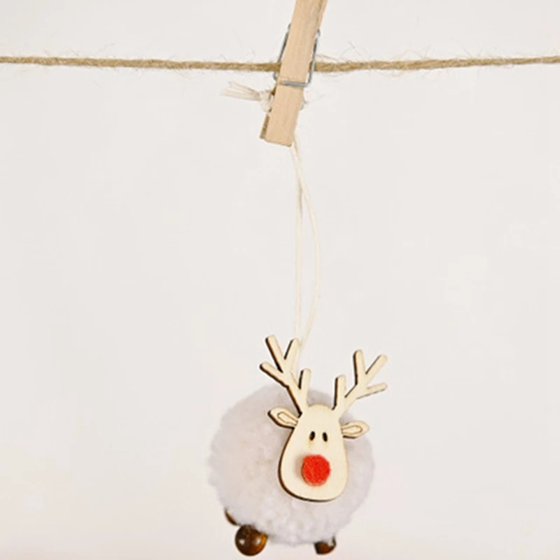 

4Pcs Cute Felt Wooden Elk Christmas Tree Decorations Hanging Pendant Deer Craft Ornament Christmas Decorations for Home