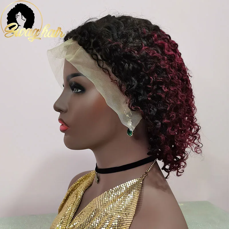 Парик с кудрявыми волосами парики на сетке спереди эффектом омбре 1B/99J 13X4