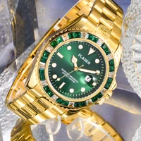 pladen gold mens wrist watch green baguette diamond bezel top luxury brand richard luminous european timer diver boyfriend gift