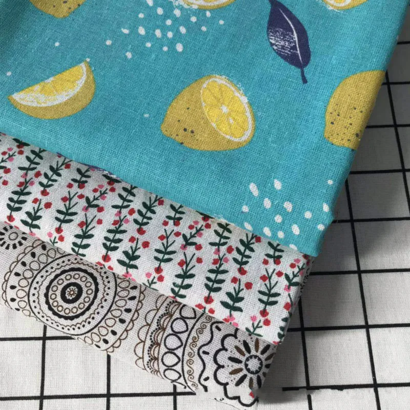 Льняная хлопчатобумажная ткань с принтом лимона/цветов для шитья льняная сделай