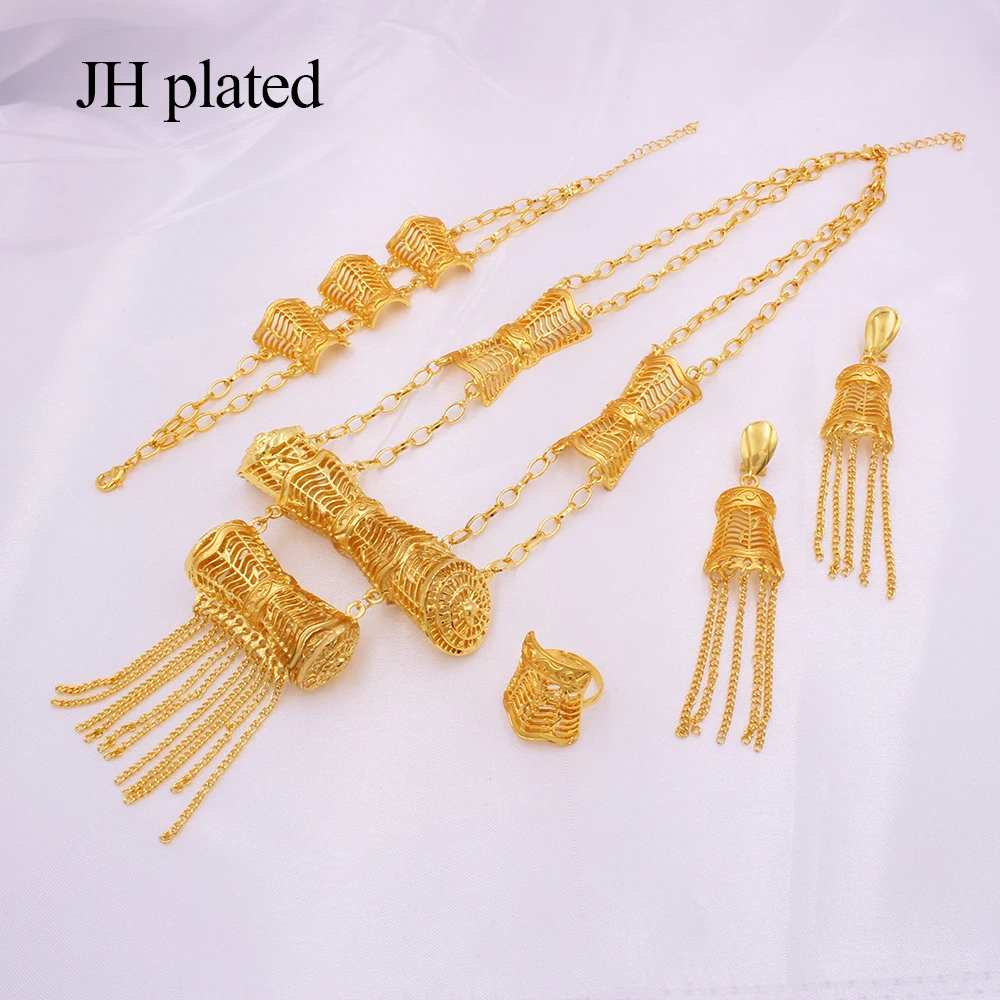 Ювелирные изделия Роскошные наборы для женщин золотое ожерелье браслет серьги
