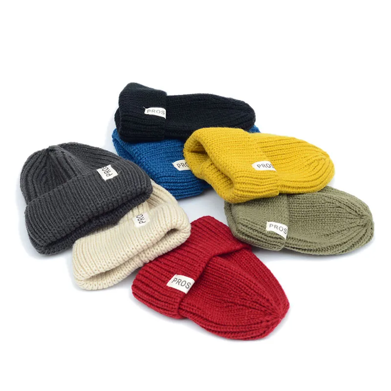 

New Arrival Knitted Hat Acrylic Beanie Unisex Solid Color Keep Warm Elastic winter Hats