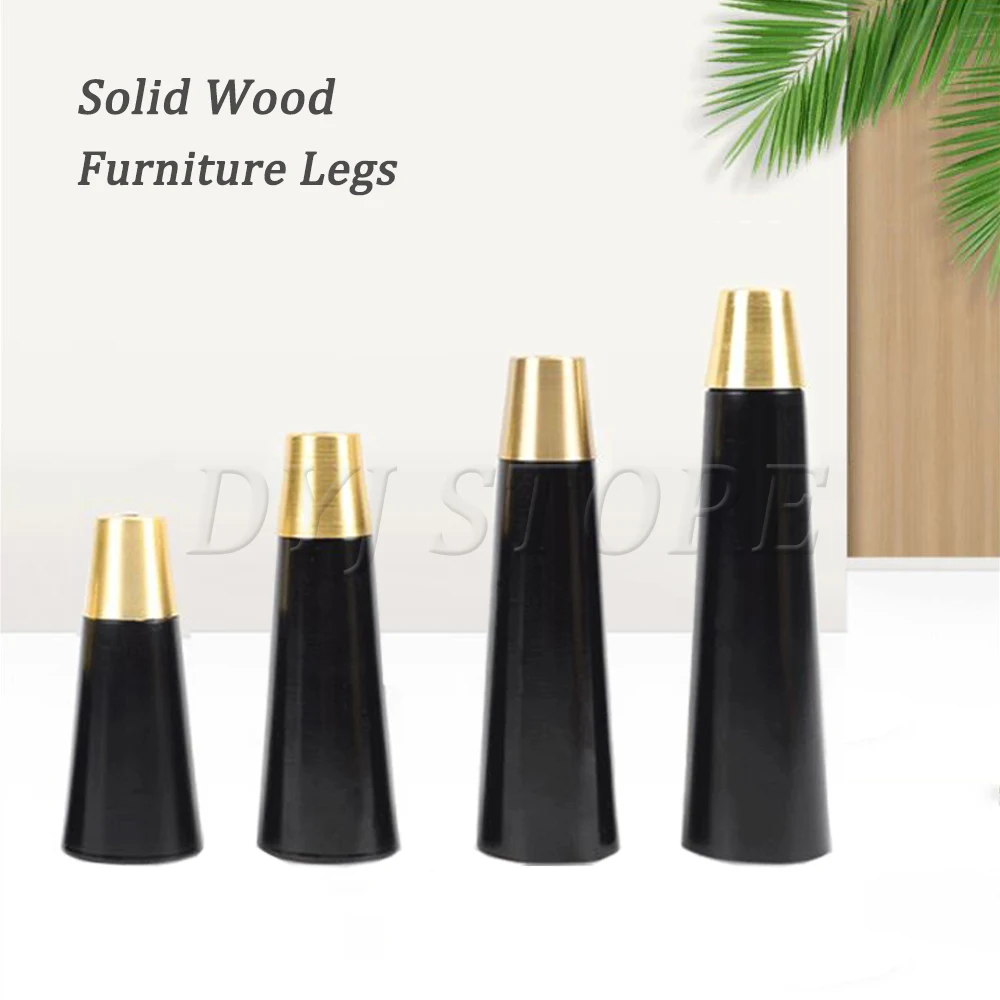 

4Pack Multi-size Wooden Furniture Legs, Oblique Furniture Sofa Legs with Copper Sleeve, For Coffee Table beds tv stands dressers