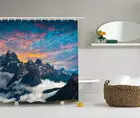 Занавеска для душа из полиэстера, с изображением альпийских альпов гор и тумана
