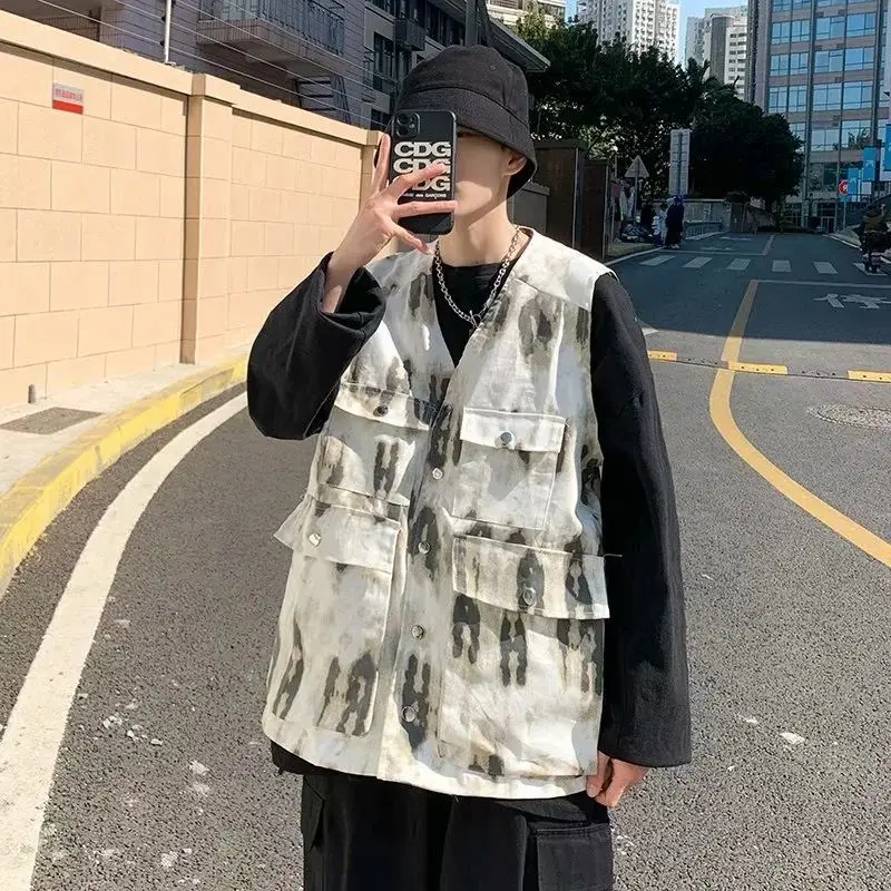 

Personalized hip hop BF wind tie dyed vest for men and women in spring