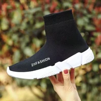 new style casual socks shoes non shoelaces lightweight fabric speed slip on shoes comfortable high top men brand shoes female