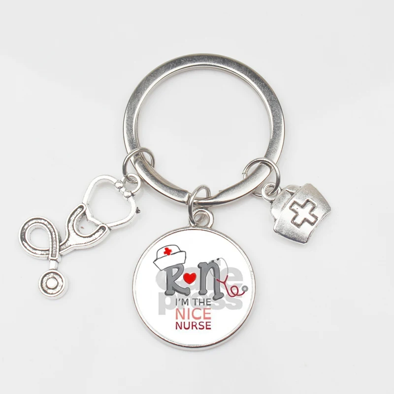 

New Fashion Doctor Nurse Glass Stethoscope Alloy Key Ring Medical Bag Men Women Key Chain Bag Charm Love Souvenir Gifts