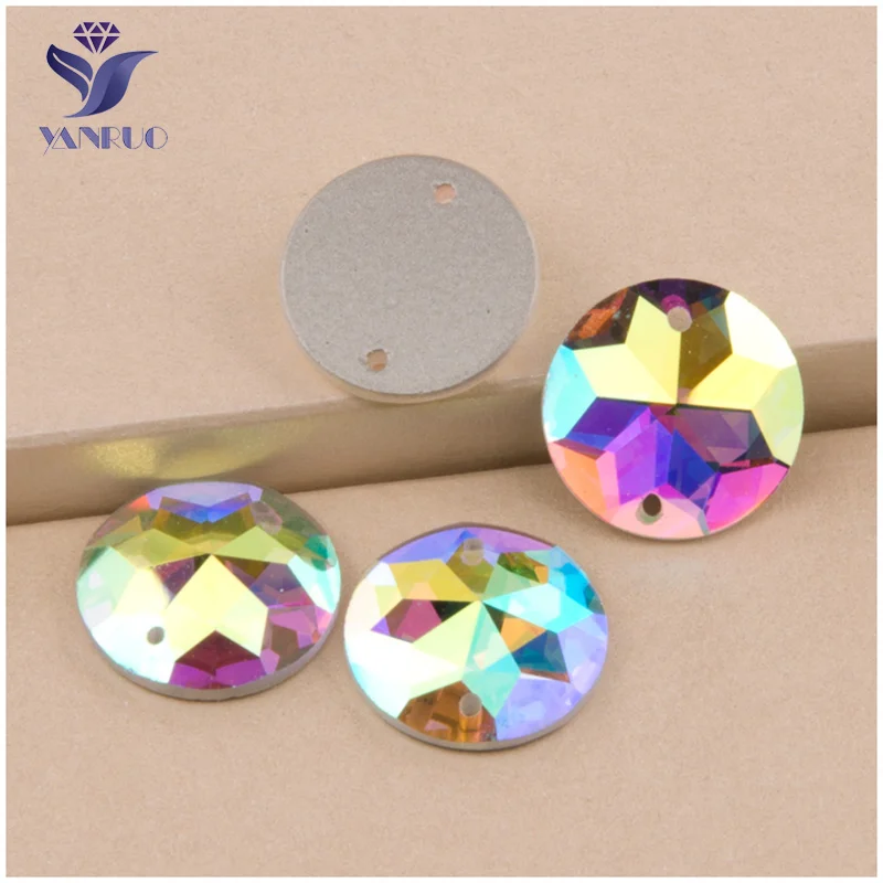 

YANRUO 2006TH все размеры круглый кристалл AB блестящие драгоценные камни зеркало пришить на страз DIY стеклянные швейные камни для ювелирных изделий одежды