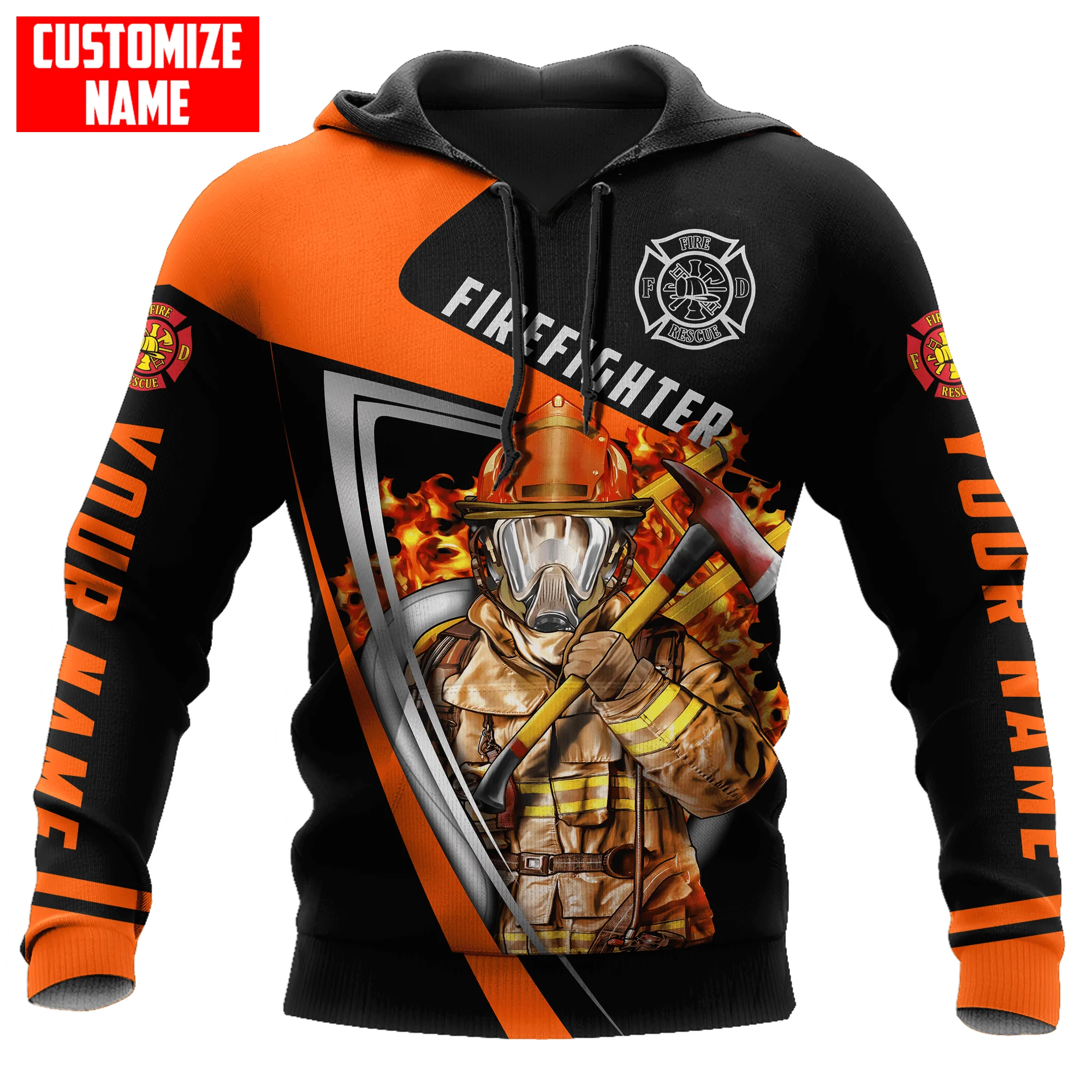 

Customize Name Brave Firefighter 3D Printed Men Autumn Hoodie Unisex Hooded sweatshirt Streetwear Casual zipper hoodies DK423