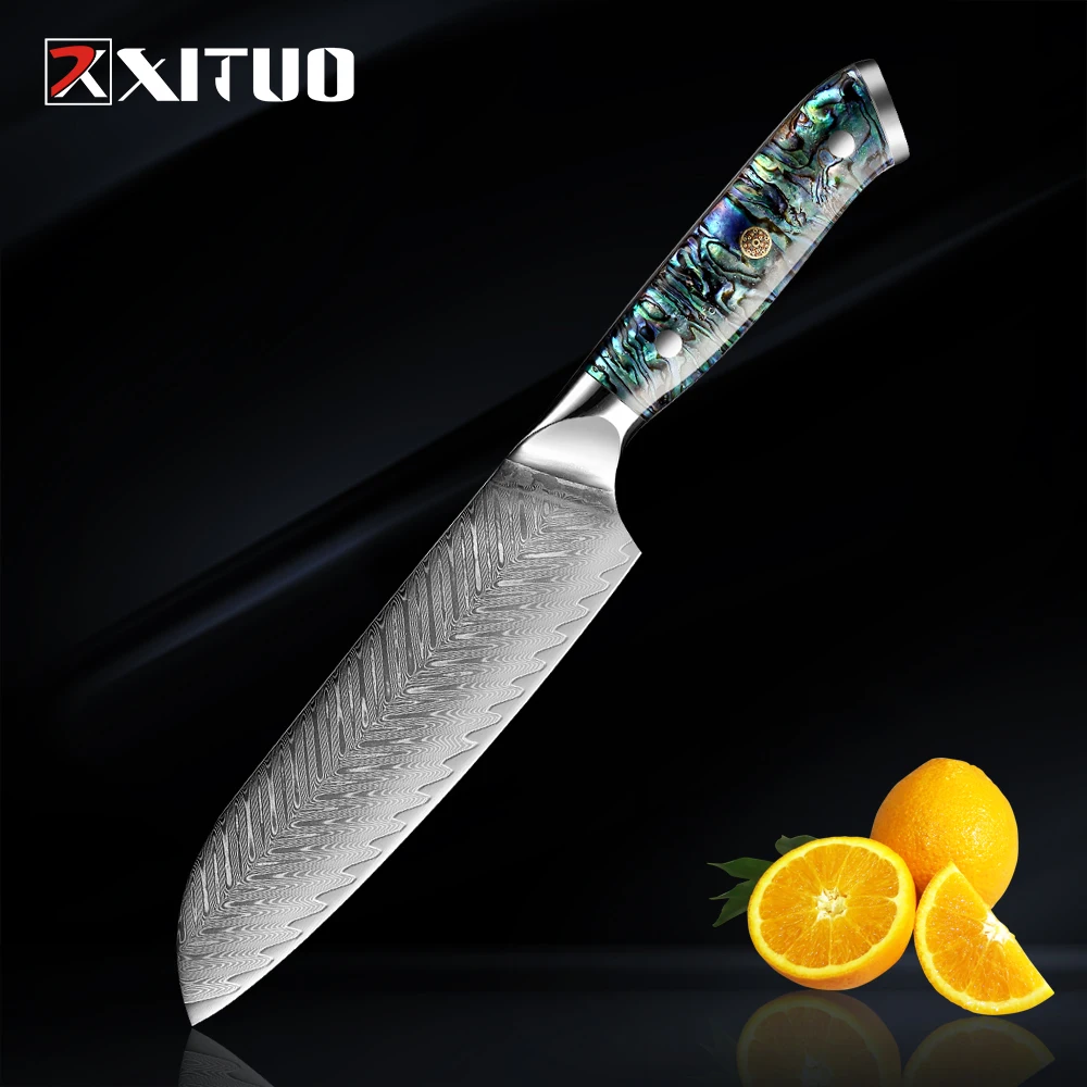 

XITUO 7 Inch Santoku Knife VG10 Japanese Damascus Stainless Steel 67 Layers Damascus Kitchen Knives Professional Chef's Tools