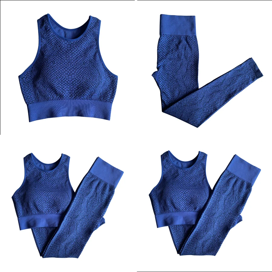 

XBUEN 2PCS Gym Clothing Women Seamless Yoga Sets Snake Sports Bra Fitness High Waist Leggings Sportswear Running Tracksuits 2021