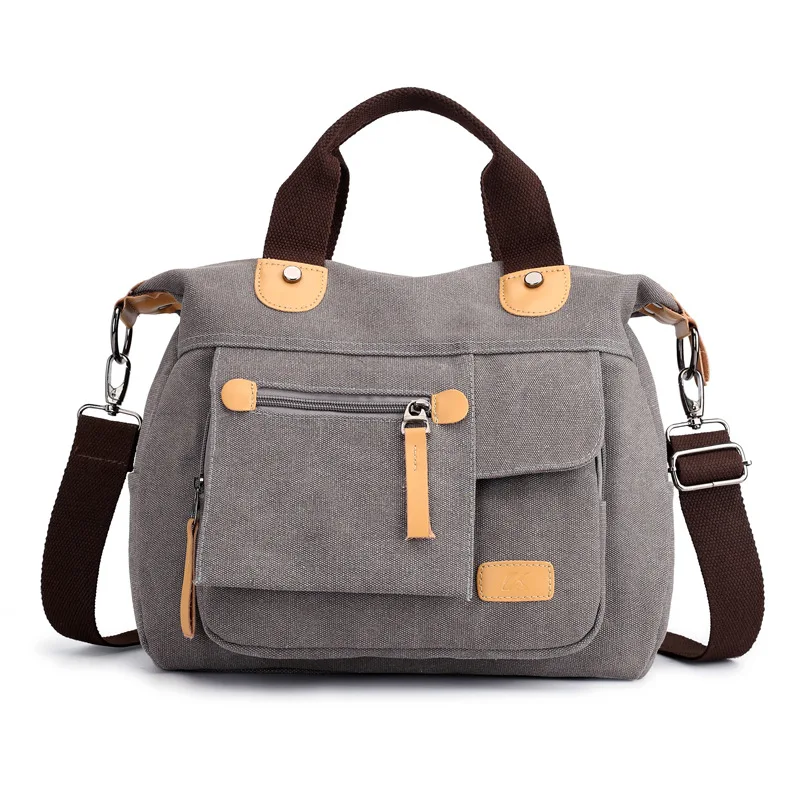 

Retro Big Capacity Canvas Women Shoulder Bag Fashionable Girls College Bookbag Daily Shopping Crossbody Multifunction Satchels