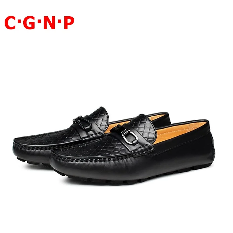 

CGNP Hot Spring Summer Genuine Leather Italian Loafers Handmade Slip On Mocasines Hombre Men Casual Shoes Flats Driving Shoes