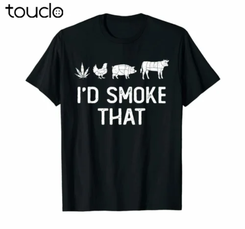Забавная черная футболка с надписью I 'd Smoke That Weed вечерние BBQ Friends Family|Мужские