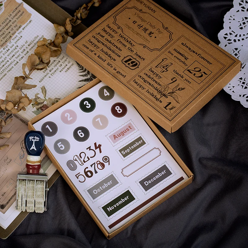 48 листов/коробка ретро растения Количество билетов календарные наклейки