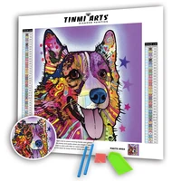 5d diy poured glue diamond painting kits scalloped edge animal full drill round ab makeup dog embroidery mosaic art decor home