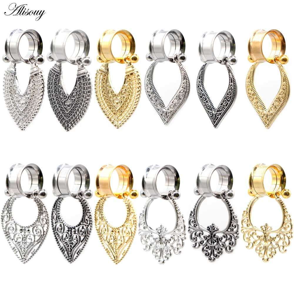 

Висячие туннели Alisouy из нержавеющей стали, 2 шт., винты, туннели с заглушками, расклешенные серьги плотного прилегания, измерительные приборы...