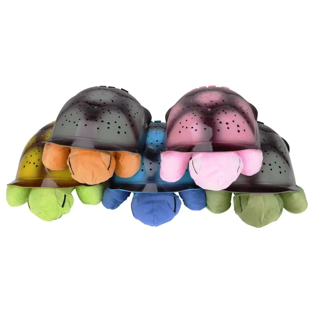 Музыкальный светодиодный ночсветильник в виде черепахи мигающий звезды