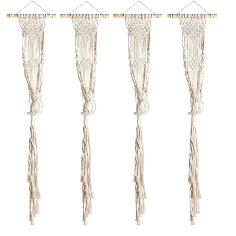 

Macrame Plant Hanger Macrame Pot Hanger Macrame Plant Pot Tray Plant Holder Wall Hanging Flower Pot (4Pcs)