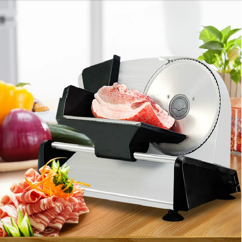 

150W Home Meat Slicer Semiautomatic Electric Slicer Multifunction Meat Cutter for Commercial Fruits Ham Bread 220V